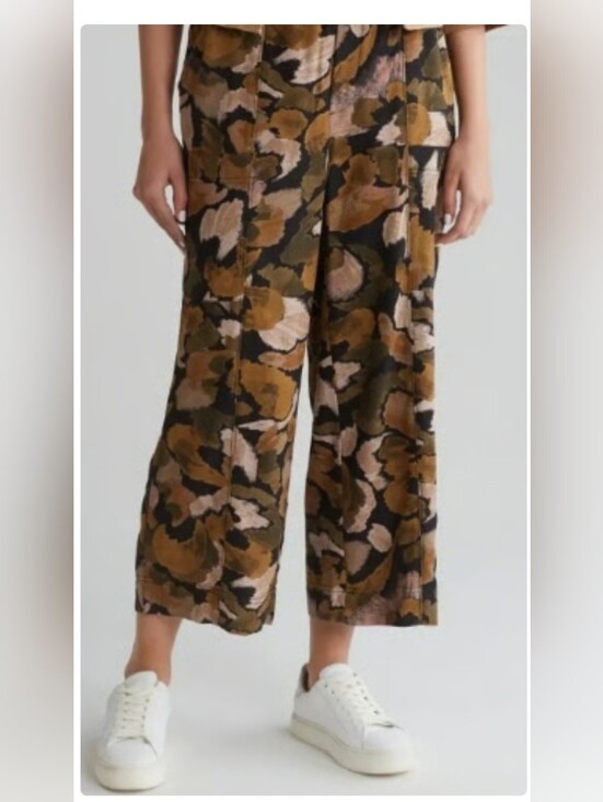 Democracy Pants - Democracy Crop Wide Leg Pants Size XS Camo Cargo Cotton Brown Grunge Gardencore
